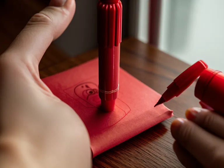 Hand using a red pen to review a gummy digestive enzyme supplement label for gut health claims.