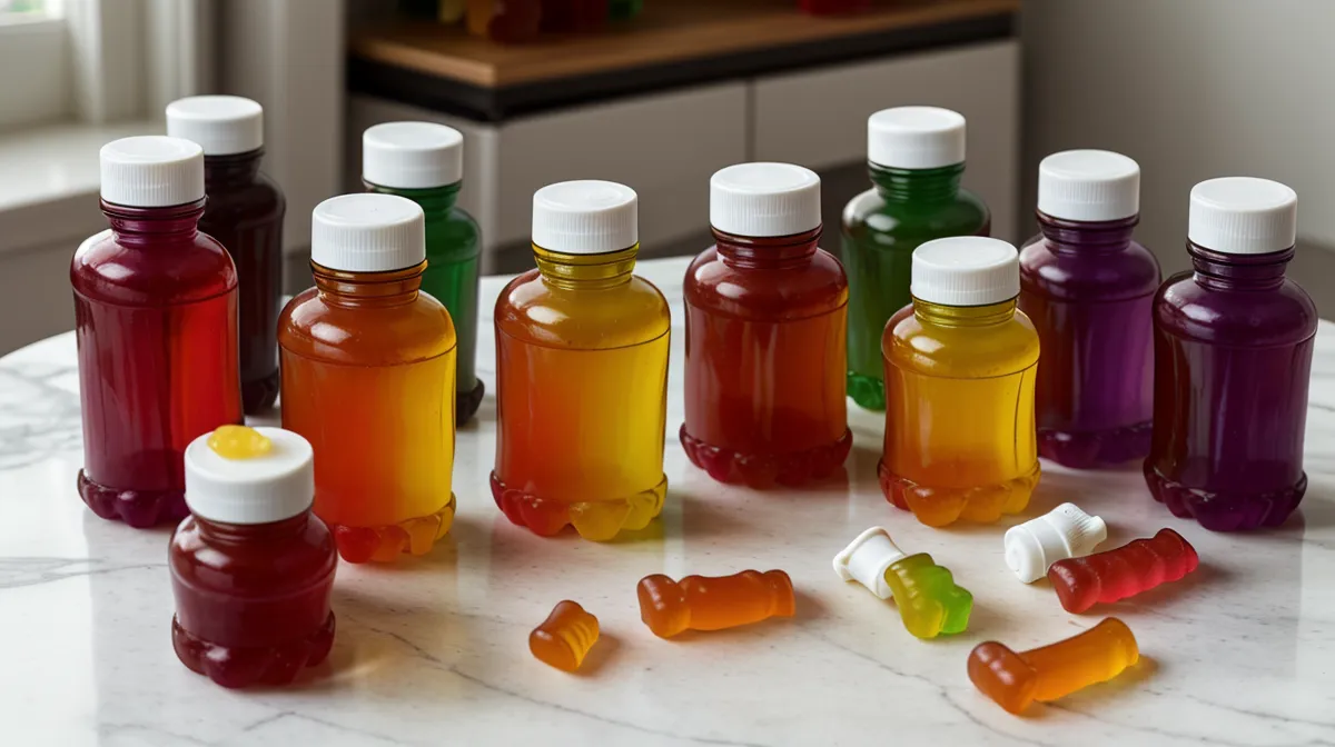 Digestive support supplements and gummy vitamins lined up for an acid reflux relief review
