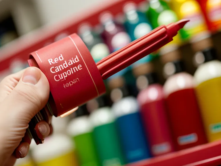 Reading a gummy supplement ingredient label with a red pen to check for added sugar