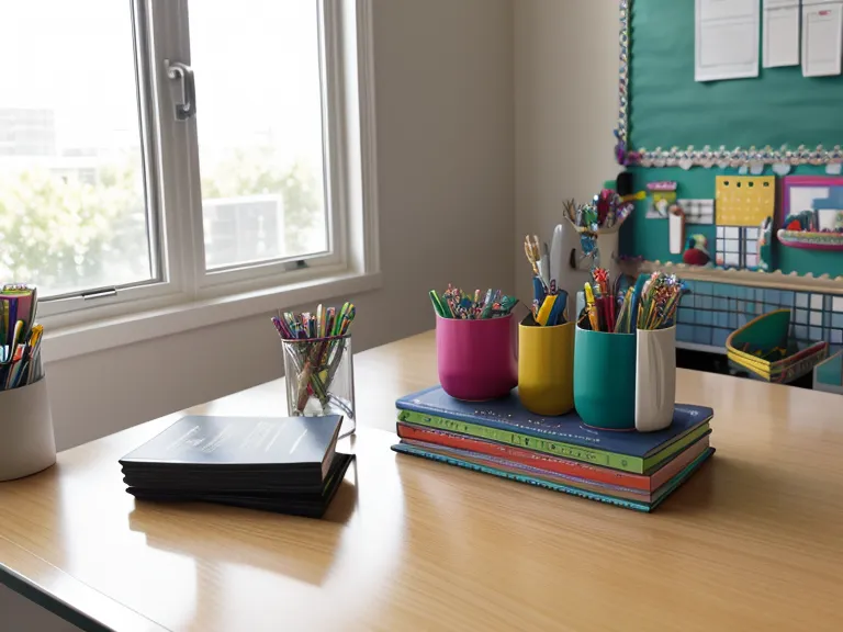 Gummy supplement bottle on a teacher's desk as part of a daily gut-health routine