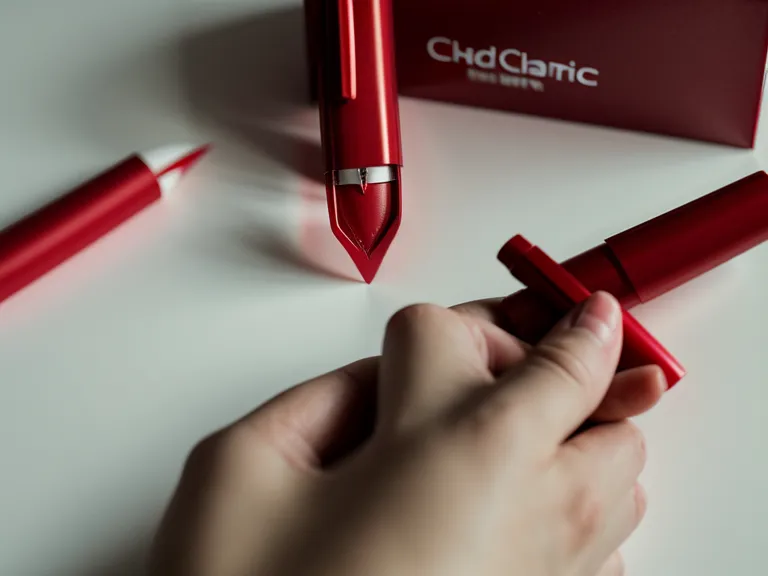 Teacher reviewing a gut health supplement ingredient label with a red pen, checking sugar content