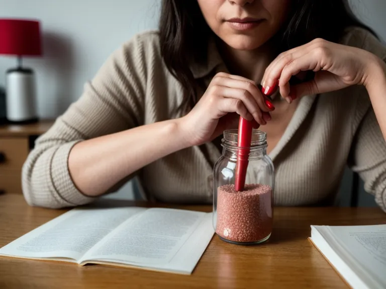 A teacher's red pen marking up a supplement label while reviewing fiber gummies for gut health