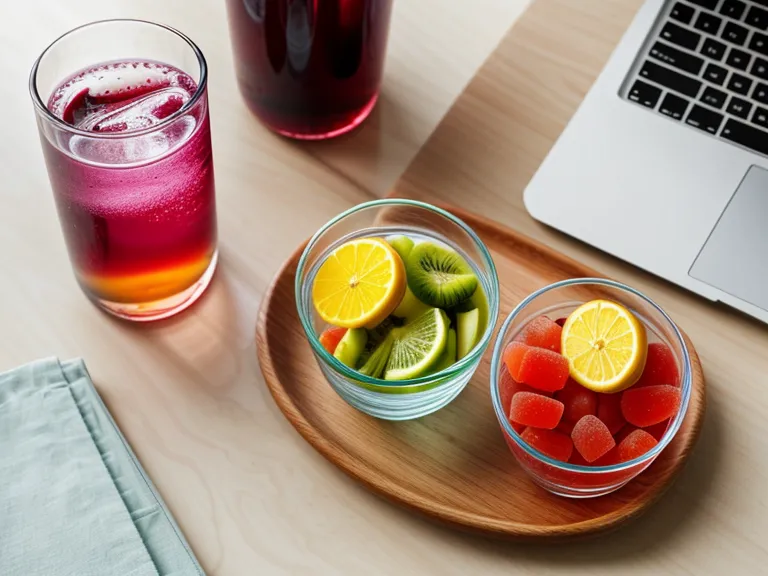 Two probiotic gummies next to a glass of water, part of tracking a gut health journey day to day