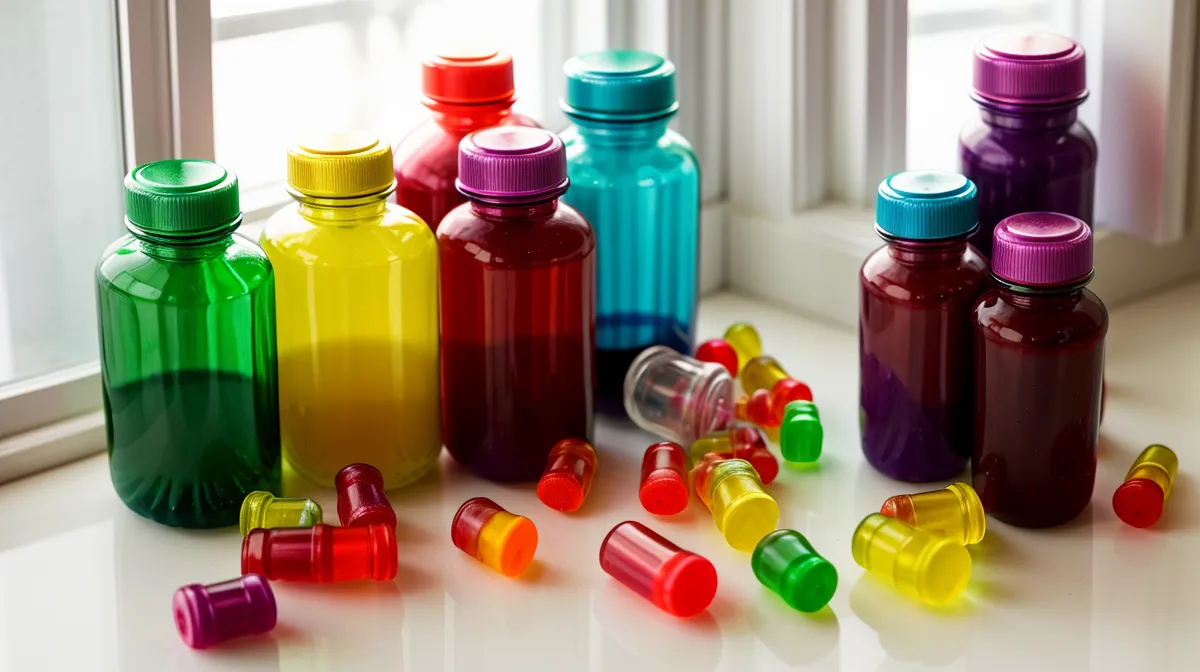 Sugar-free probiotic gummy bottles lined up together for a sensitive stomach relief comparison