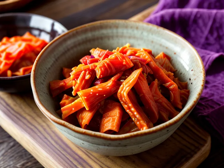 A bowl of kimchi beside a probiotic gummy, part of a fermented foods and sensitive stomach pairing test
