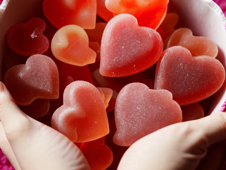 Close-up of heart-shaped probiotic gummies held in a hand after switching from capsules for a sensitive stomach