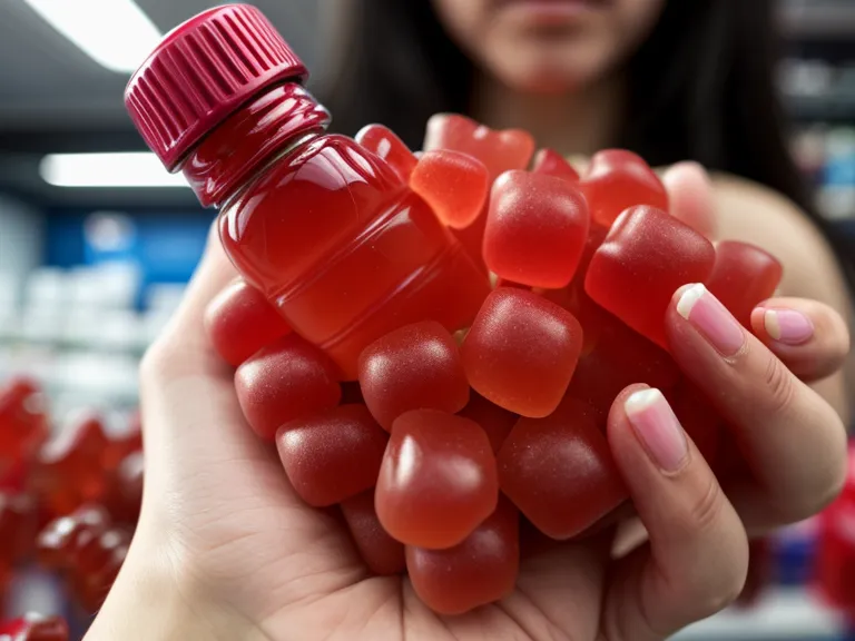Close-up of a gummy probiotics ingredient label with a red pen circling the sugar content near the top of the list