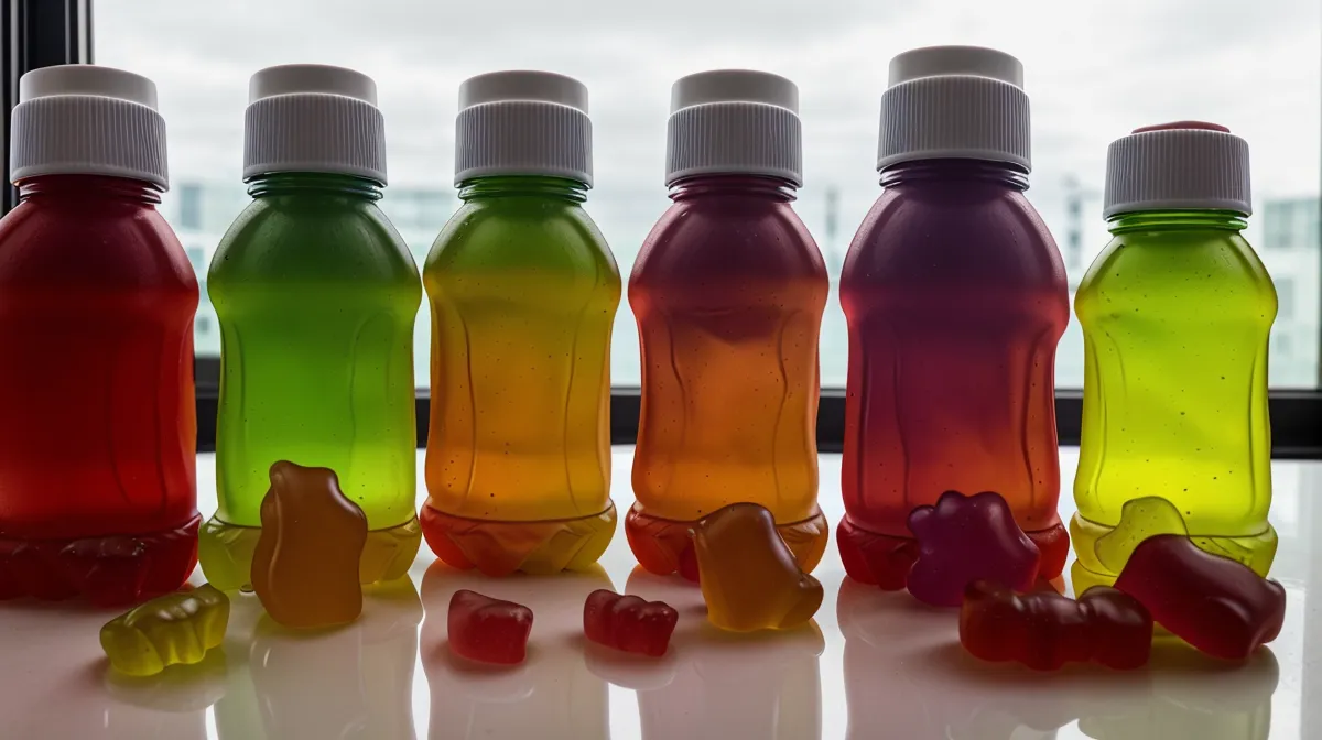 Grading rubric for sugar-free gummy vitamins and gut-health label-reading, scored against the ingredient list.