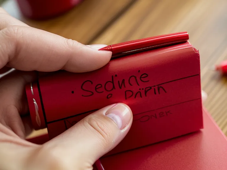 A teacher's hand using a red pen to circle the sweetener line on a sugar-free gummy vitamin nutrition label.