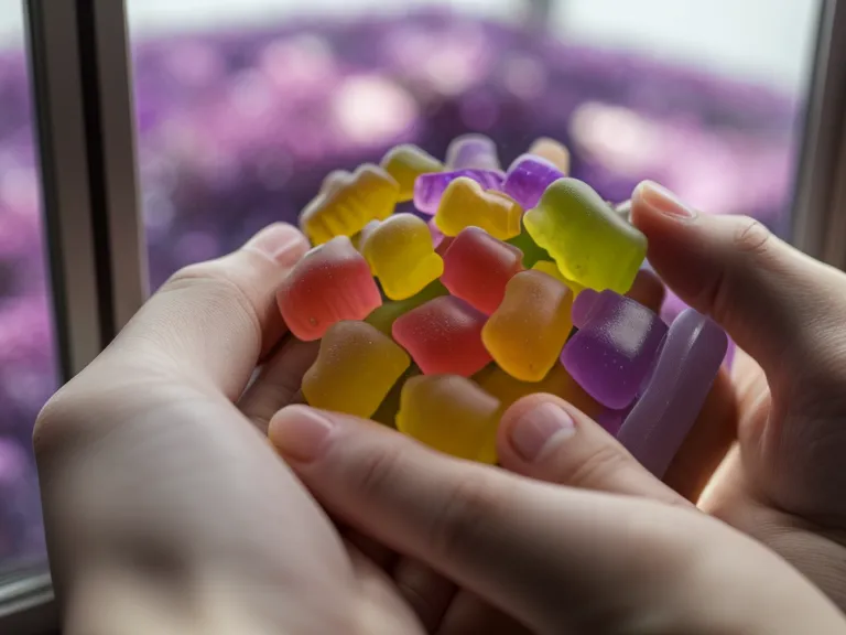Close-up label-reading of ingredient order revealing hidden sugar content in a gummy vitamins bottle
