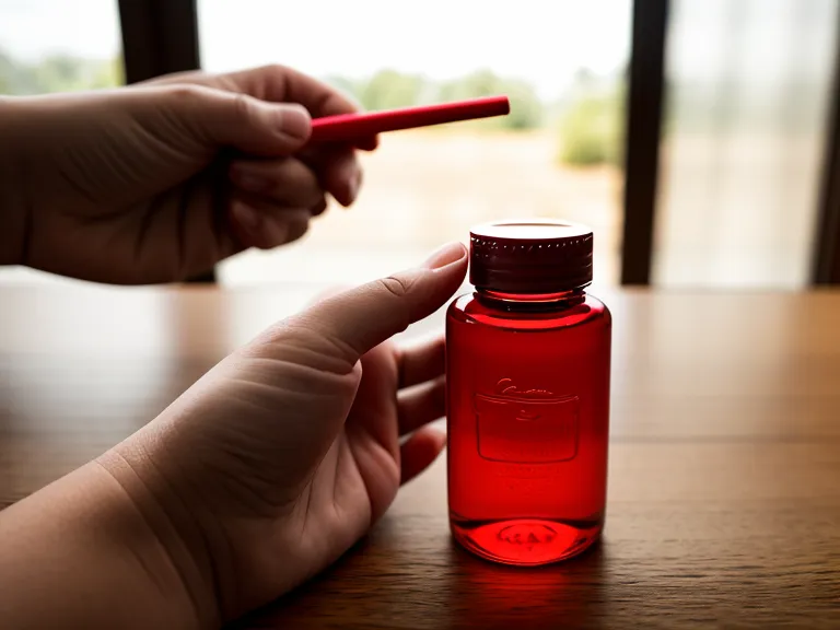 A teacher's red pen pointing at a proprietary blend on a gummy probiotic ingredient label during a label-reading review.