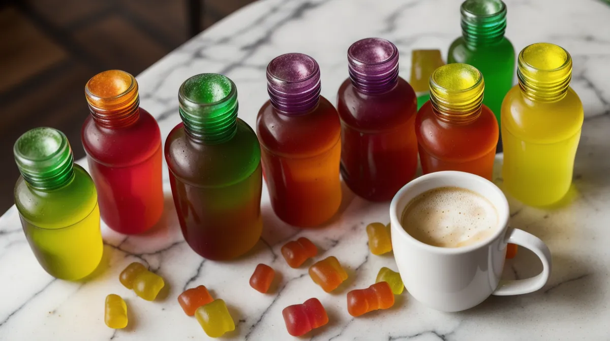 Gummy vitamins and probiotic gummy bottles lined up for a gut-health label-reading audit