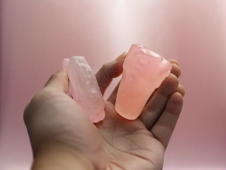 Pink gummy vitamins held up close showing added sugar coating and supplement marketing claims