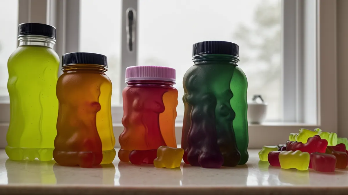 Gummy probiotics bottles lined up for a gut-health review comparing supplement labels for a sensitive stomach