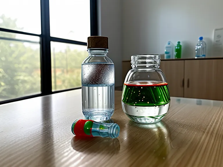 Gut Vita capsules and water on a school staff room table, part of a teacher wellness probiotic review