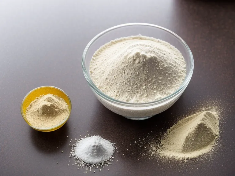Natural psyllium husk powder in a bowl next to a bottle of gummy vitamins.