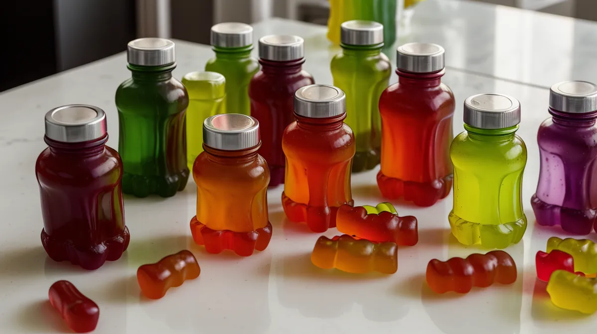 Two gummy probiotic supplement bottles side by side for a gut health label reading comparison