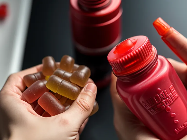 Close-up of a gummy probiotic supplement label being checked for probiotic strains during label reading