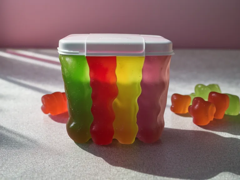 A PrimeBiome gummy bottle tucked next to a lunchbox, part of a slow-digestion supplement review