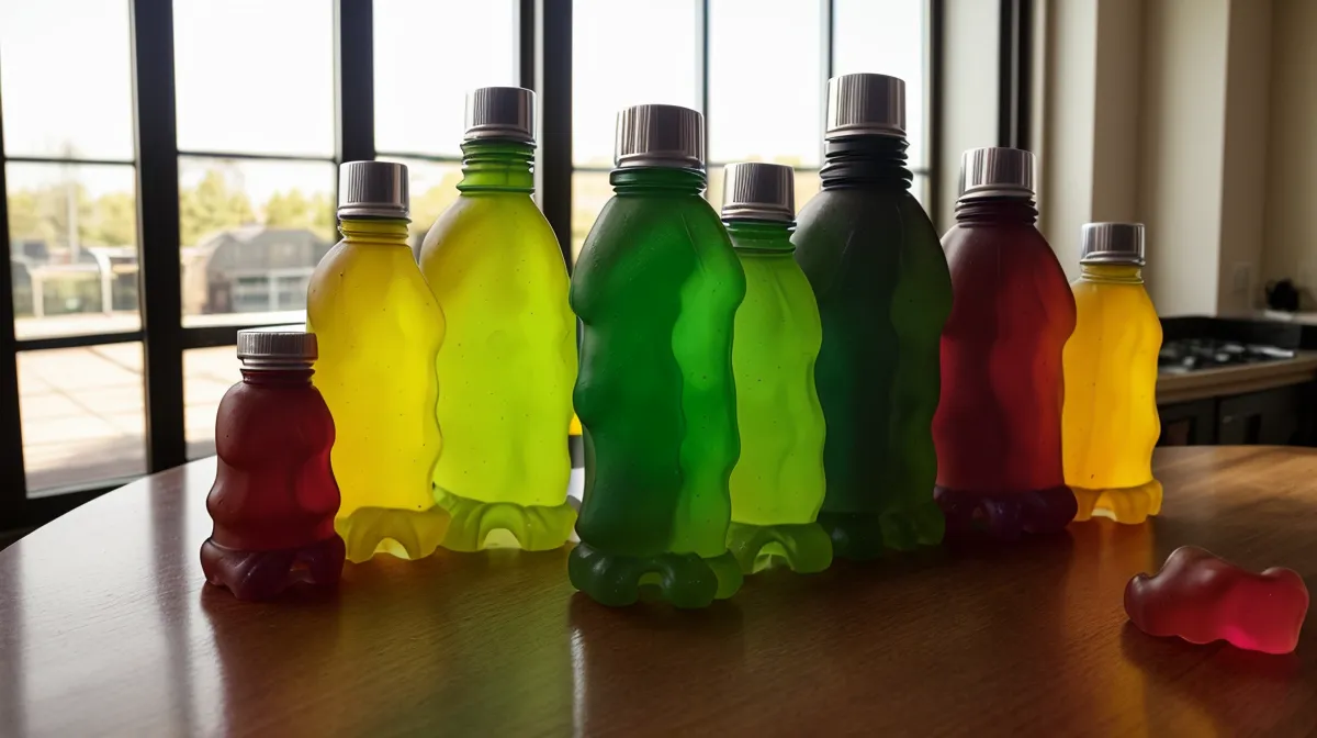 Prebiotic gummy bottle beside a probiotic gummy bottle, compared side by side for gut health and a sensitive stomach