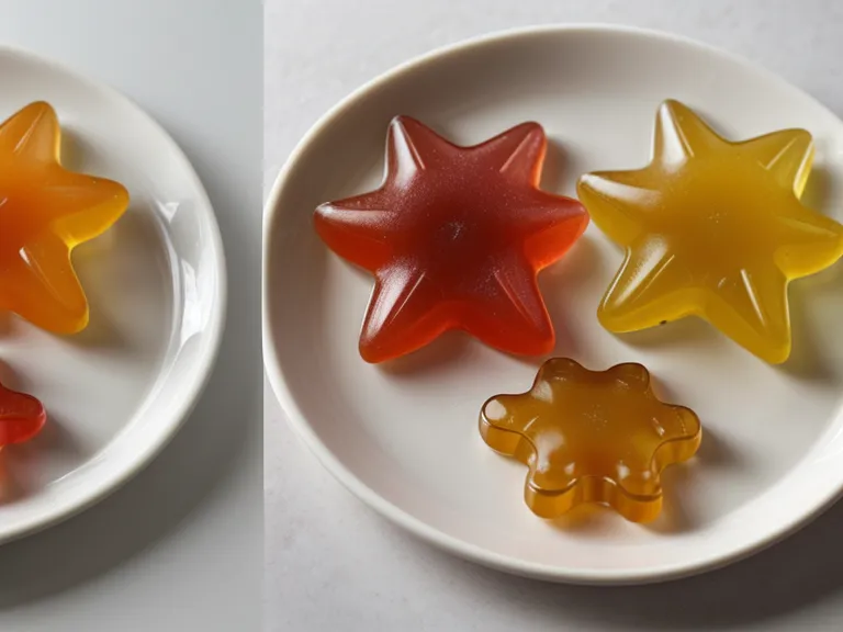 Colorful probiotic gummies next to clear capsules laid out for a gummy-versus-capsule probiotic comparison