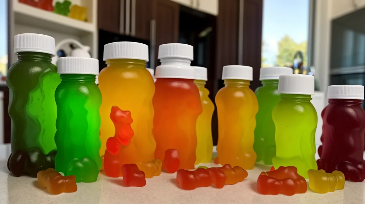 Gummy probiotic and gut health supplements for stress breakouts, arranged for a teacher's gummy vitamin comparison