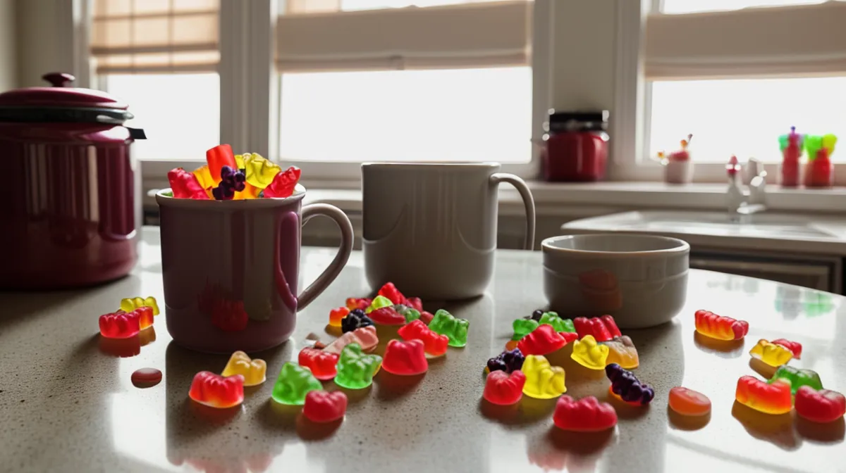 Rows of gummy gut health probiotics lined up for a teacher's label-by-label comparison