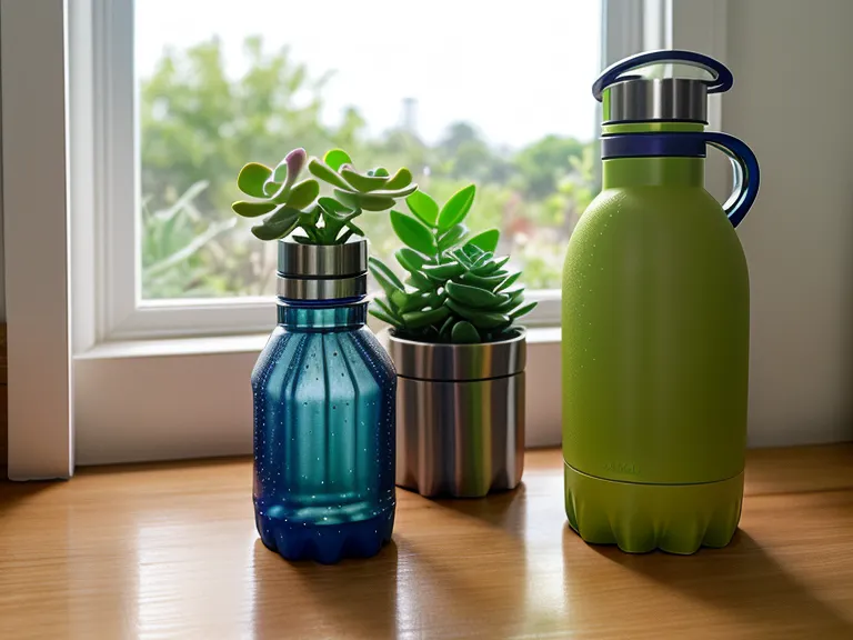 A marked water bottle on a classroom shelf used to track hydration, one of several bloating tips for the school day